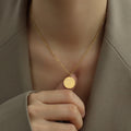 Gold Fu Character Round Pendant Necklace Chinese Style Medallion view 6