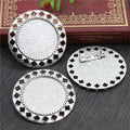 Lattice Border Brooch Bezel Blank for Cabochon Craft view 2