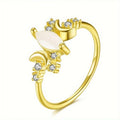 Crescent Moon Marquise White Stone Ring Gold White Metal view 5