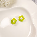 Translucent Resin Flower Stud Earrings Hollow Center view 3