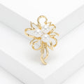 Open Flower Brooch in Gold or Silver Tone with Pearl Center view 6