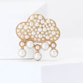 Cloud Rhinestone Brooch with Faux Pearl Drops Decorative Lapel Pin view 2