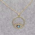 Gold Tone Oversized Round Eyelash Evil Eye Pendant Necklaces view 5