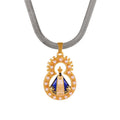Silver-Tone Snake Chain Necklaces With Blue and White Portrait Pendants view 7