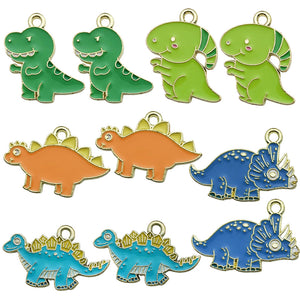 Enamel Dinosaur Charms in Zinc Alloy, Five Shapes or a 10-Pack