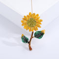 Enamel Sunflower Brooch with Rhinestone Center Two Tones view 6