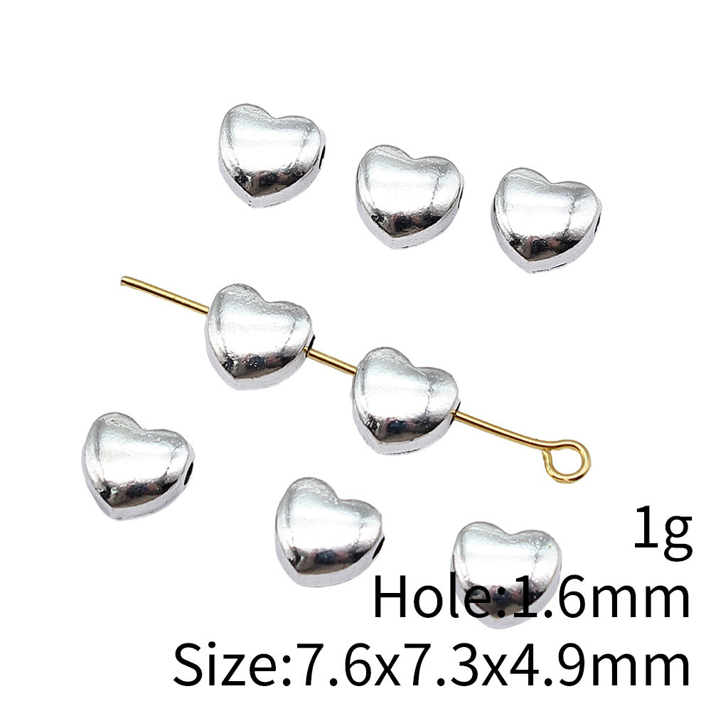 7.6x7.3x4.9mm 1g Multi Color Zinc Alloy Heart Shape Small Hole Beads for Bracelet Jewelry Making