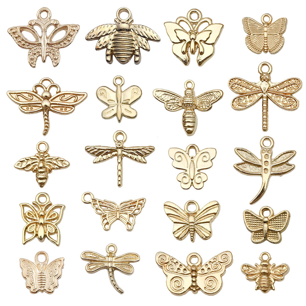 KC Gold Zinc Alloy Butterfly Dragonfly Bee Animal Charm Pendant for DIY Jewelry Making