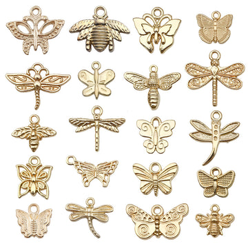 Gold-Tone Butterfly and Dragonfly Metal Charms with 25 Listed Options