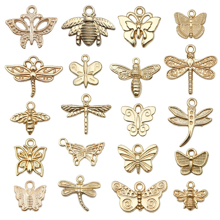 Gold-Tone Butterfly and Dragonfly Metal Charms with 25 Listed Options
