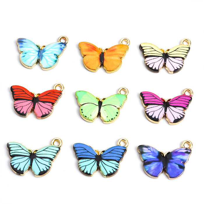 Enamel-Look And Printed Silver Gold Butterfly Alloy Charms in 20 Styles