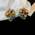 Vintage Style Crystal Floral Stud Earrings in Two Designs view 7