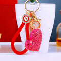 Offset Crystal Heart Keychains with Fortune Cords and Loose Loops view 2