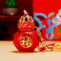 Lotus Gourd Keychains with Gold Tone Rings and Braided Straps view 8