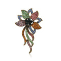 Multicolor Crystal Flower Bow Brooch With Polished Metal And Sculpted Decorative Details view 5