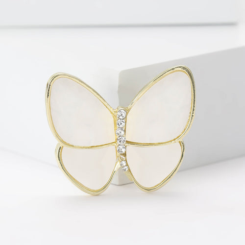 White mother of pearl butterfly brooch front close-up