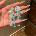 Pastel Flower and Bead Cluster Statement Drop Earrings view 9