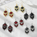 Gothic Bat Portrait Medallion Drop Earrings in Six Finishes view 1
