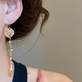 Hammered Gold Tone Long Drop Hook Earrings Fashion Jewelry view 3