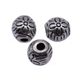 Flower Round Bead In Antique Silver For Jewelry Making view 4