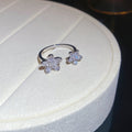 Crystal Butterfly Cuff Leaf Set Flower Studs Open Ring view 6