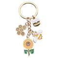 Yellow Sunflower Beehive Honey Jar and Bee Charm Keychain view 5