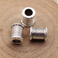 Rope-Texture Barrel Large-Hole Bead in Antique Silver Tone view 2