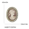 Woman Profile Cameo Brooch in Gray Silver or Beige Gold view 5