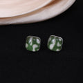Seven Color Rounded Square Abstract Pattern Stud Earrings view 11