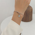 Paperclip Chain Bracelet Letter Tag Pendant Gold Steel view 7