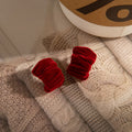 Brown and Red Crinkled Flocked Statement Stud Earrings view 4