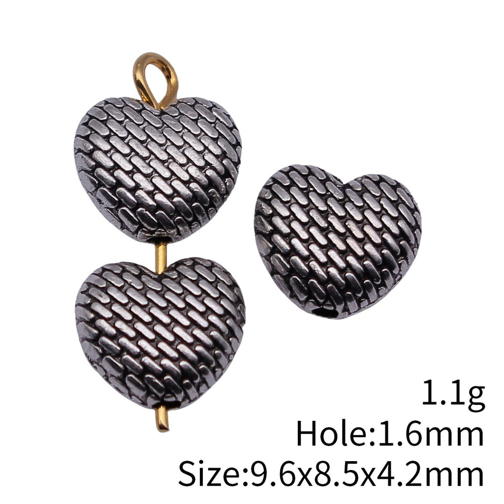 9.6x8.5x4.2mm 1.1g Antique Silver Zinc Alloy Woven Heart Spacer Beads for Bracelet Jewelry Making