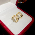 Gold Double Band Shell Inlay Hoop Earrings With A Polished Gold-Tone Finish view 6