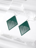 Silver Tone Diamond Radiating Openwork Hook Earrings in Seven Colors view 7