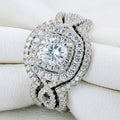 Round Halo Three-Ring Set In Gold And Silver Tones view 1