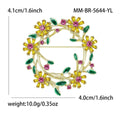 Floral Crystal Wreath Brooch in White and Yellow for Jackets and Scarves view 7