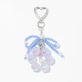 Blue Crystal Bow Bead Keychain Heart Clasp Iridescent Balls view 4