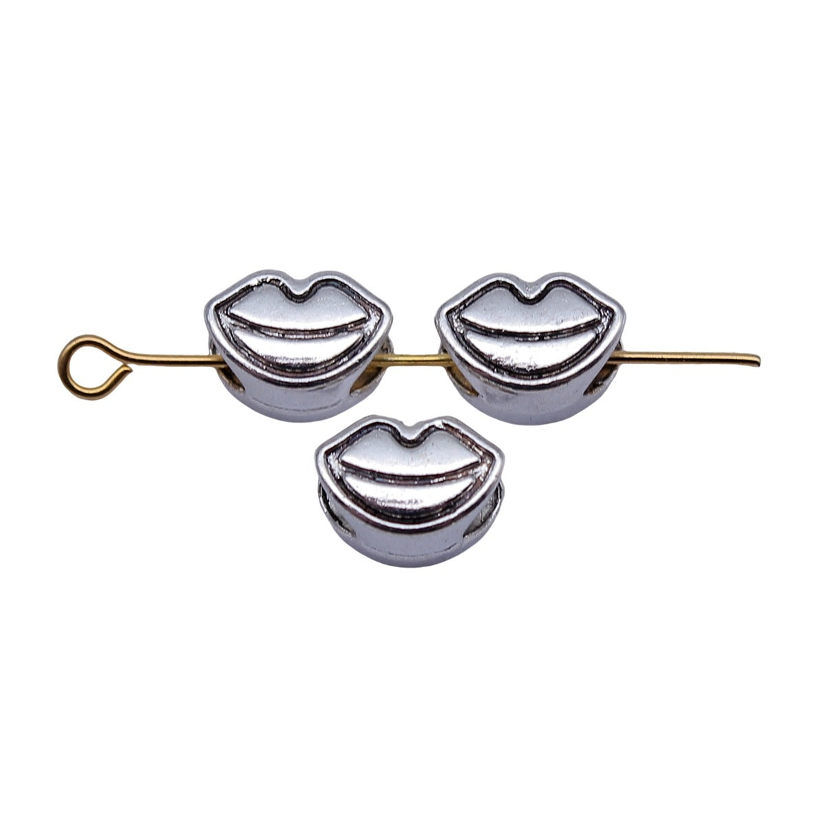 9.3x6.7x6.2mm 0.8g Antique Silver Zinc Alloy Lips Large Hole Spacer Beads for DIY Bracelet Jewelry Making