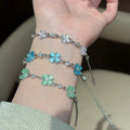 Silver Flower Charm Bracelets Blue Green Pink Styles view 3