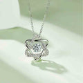 Silver Tone Interlocking Star Pendant Necklace With Clear Stones view 2