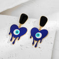 Gold Tone Black Geometric Evil Eye Stud Drop Earrings in Ten Designs view 12