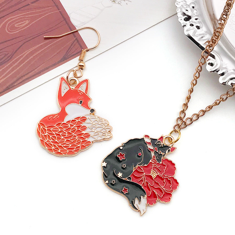 Zinc Alloy Rose Flower Cat Fox Charm Pendant for DIY Keychain Bracelet Earrings