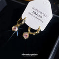 Geometric Hexagon Crystal Charm Hoop Earrings in Gold Tone view 2