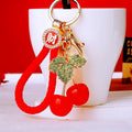 Jelly Cherry Keychains with Braided Cord Sets and Loose Heart Loops view 1