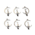Cat Sitting on Crescent Moon Metal Charms in Antique Silver Tone view 3