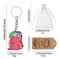 Wooden Red Backpack Books And Pencils Keychain With Metal Split Ring view 2