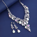 Black Silver Tone Horse Crystal Eleven Designs Metal Necklace and Earring Set view 2