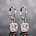 Silver Tone Pink Square Crystal Drop Earrings Polished Statement Fashion Jewelry view 5