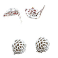 Silver Tone Open Rose Earring Posts with Attachment Loop view 5