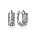 Triple-Rail Pave Small Hoop Earrings In Gold And Silver Tones view 5